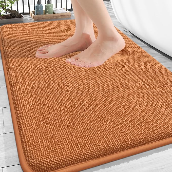 OLANLY Thick Memory Foam Bathroom Rugs 30x20, Soft Absorbent Bath Mat, Clay | Quick Dry Bath Rugs, Non-Slip Carpet, Machine Washable Mats for Bathroom Floor, Tub and Shower, Home Decor Accessories