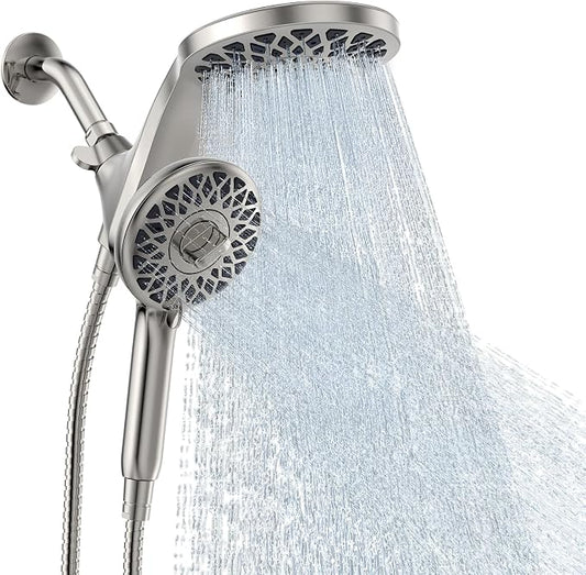 High Pressure Rain Shower Head with Handheld Spray Combo | Detachable Dual Shower Head with 10 Sprays Modes - Upgrade Knob Spray Mode Selector and Magnetic Guidance Docking System