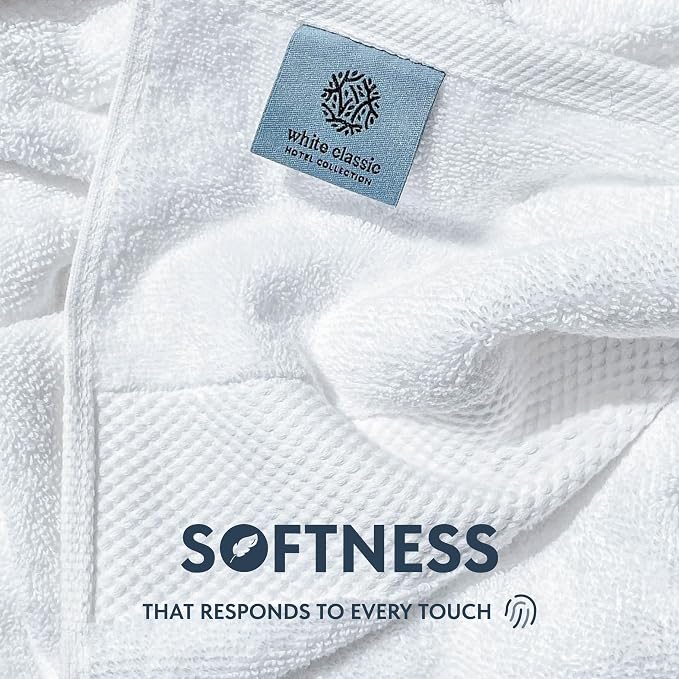 Luxury White Hand Towels - Soft 100% Turkish Cotton | Highly Absorbent Hotel spa Bathroom Towel Collection | 16x30 Inch | Set of 6