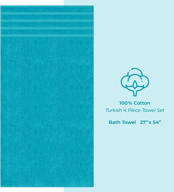 American Soft Linen 100% Cotton Luxury Turkish Towels, 4 PC Bath Towel Set | Soft Absorbent Quick Dry OEKO Tex Standard 100 Certificated Durable Machine Washable Premium Hotel Quality