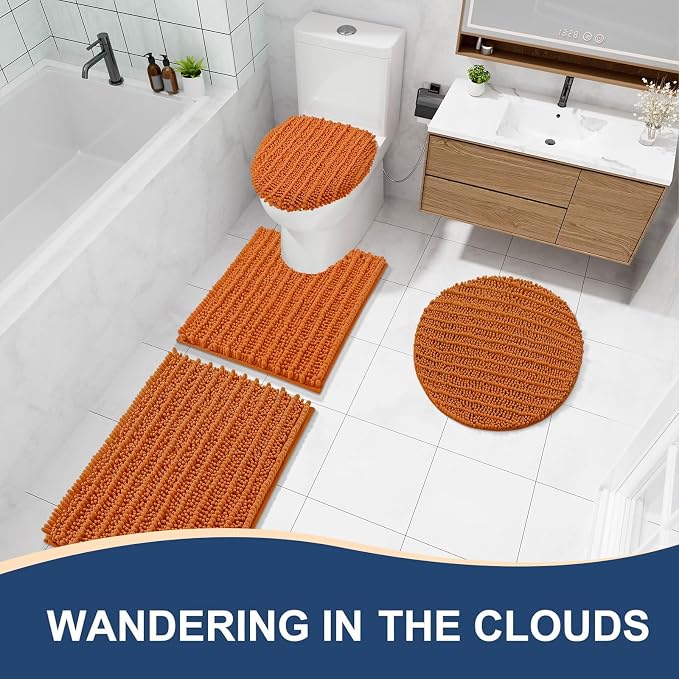 Arotive Bathroom Rugs Mat 34x21, Soft Absorbent Chenille Shaggy Bath Mat | Clay, Machine Wash Dry, Bath Rugs for Bathroom Floor, Tub and Shower, Home Decor Accessories