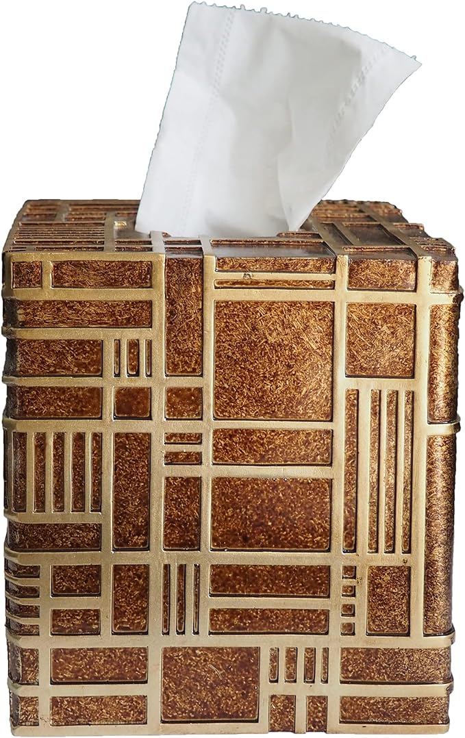 Hymmah Modern Square Tissue Box Cover Holder,Bathroom Accessories Decor Unique Design Tissue Box Cover for Bathroom Vanity Counter Tops Also Great for Bedrooms and Living Rooms