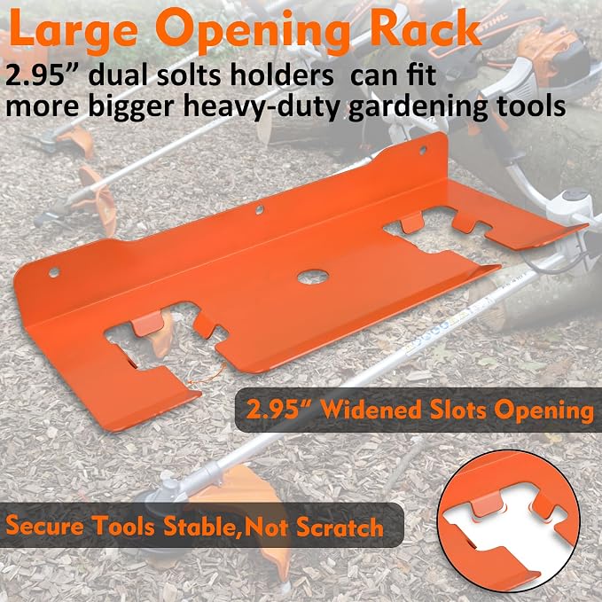 MUTUACTOR Weed Eater Hanger,Large Opening Heavy Duty Weedeater Rack Wall Mount,Weedeater Trimmer Rack 2 Slots for Hanging Yard Tools, Trailer Garage Wall Chainsaw,Lawn Equipment