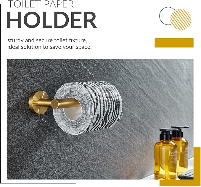 Toilet Paper Holder, Brushed Dark Gold, 304 Stainless Steel | Right-Side Open Design, One-Hand Roll Changes, Raised End Cap, Regular, Large & Mega Roll Fit, Guest Bathroom & Washroom Use