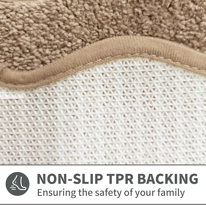 Cute Scalloped Beige Bathroom Rugs Mat,Non Slip Absorbent Quick Dry Bath Mats for Shower Room,Microfiber Bath Mats for Bathroom Floor Washable Carpet for Shower Tub Sink Bedroom,16"x24"