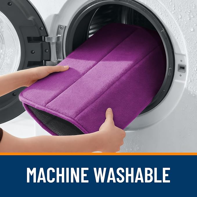 OLANLY Memory Foam Large Bath Mat 44x32, Super Soft Absorbent Bathroom Rugs | Purple, Quick Dry Bath Rug, Machine Washable Shower Floor Mats, Bathmat Carpet for Bathroom Floor, Tub and Shower
