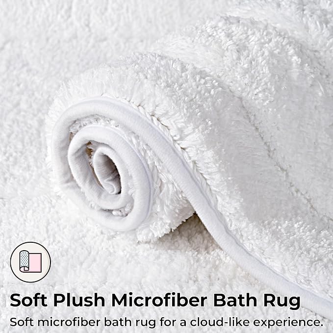 GRANNY SAYS White Bathroom Rug 20" x 32", Non-Slip Microfiber Bath Mat | Ultra-soft, durable TPR backing for reliable grip, fast water absorption, machine washable for Vanity, Shower, Tub