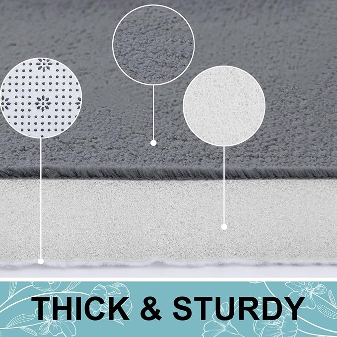 Smiry Memory Foam Bath Mat 70x24, Extra Soft and Absorbent Bathroom Rugs | Dark Grey, Quick Dry Machine Washable Non-Slip Bath Mat for Bathroom Floor, Shower and Tub