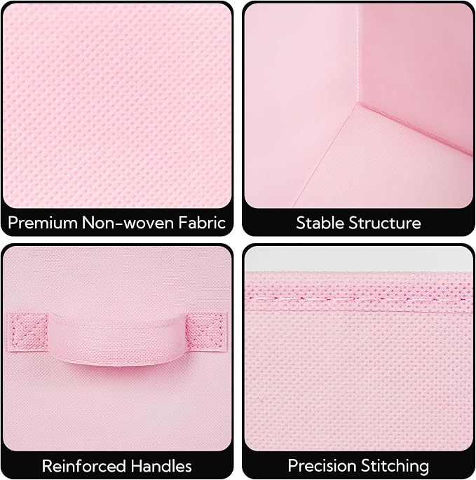 Cupic Cupid 6-Pack 11x11 Storage Cubes, Cube Storage Organizer, Pink | Foldable, Reinforced Front Handle, Holds Clothes, Toys, Blankets and More, Fits Closet, Cube Shelves, Nursery, Bedroom