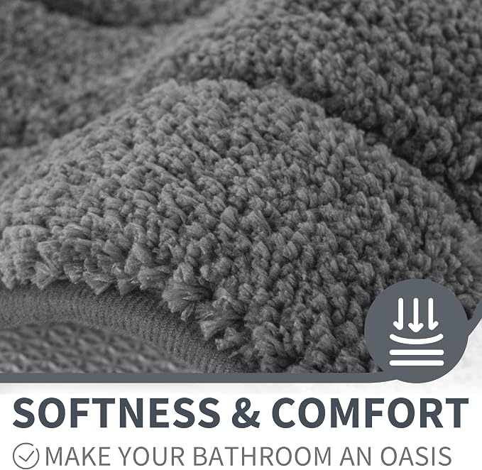 GRANNY SAYS Dark Grey Bathroom Runner Rug 24" x 48", Soft Bath Mat | Non-Slip long rug with TPR Backing, Absorbent, Machine Washable Extra Large Bath Rugs for Double Vanity, Shower, Tub