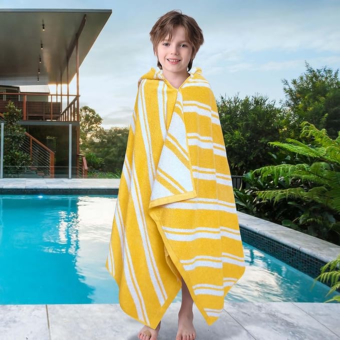 VOOVA & MOVAS Kids Swim Towel,3-10 Years,100% Cotton | Delicate Jacquard Fabric, Ample Size, Quick Water Absorption, Works for Bath, Pool, Beach and Swimming Trips
