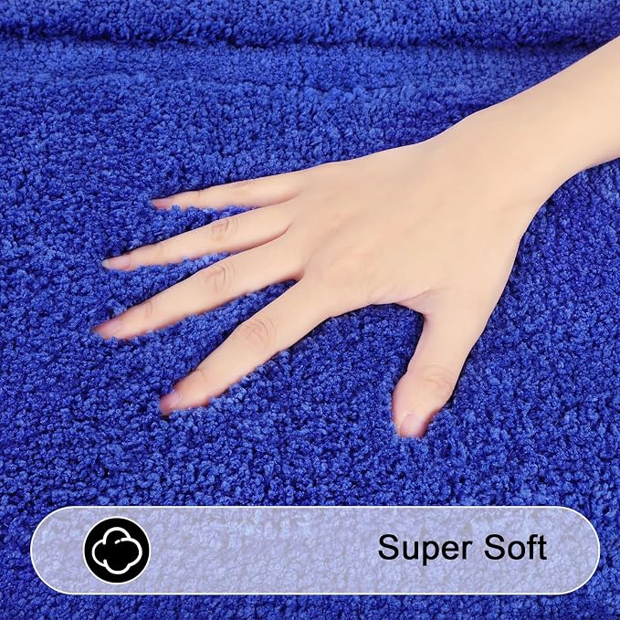 SHACOS Soft Microfiber Royal Blue Bathroom Rugs Sets 2 Pieces 32"x20" | Absorbent Plush Bath Rugs, Non Slip Washable Shaggy Bath Mats, Fluffy Bathroom Runner Floor Mats Shower Rug