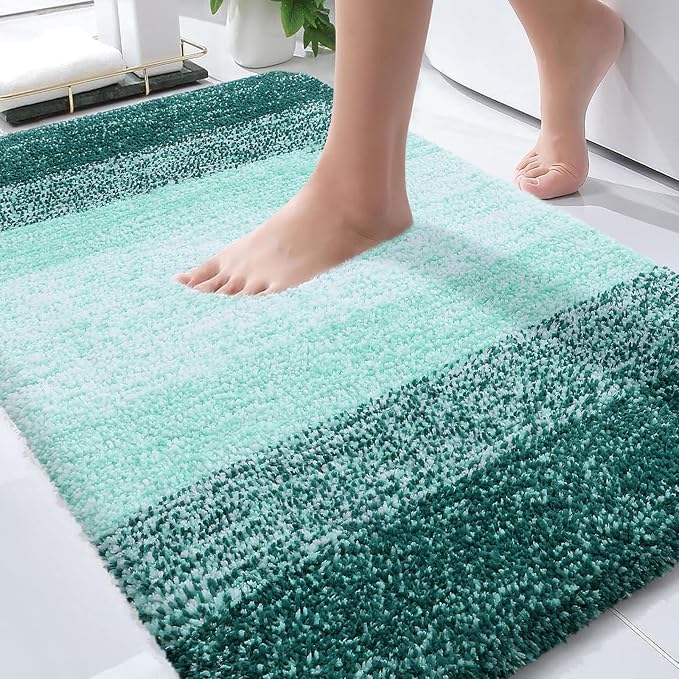 OLANLY Bathroom Rugs Mat 30x20, Extra Soft Absorbent Microfiber Bath Rugs | Blackish Green, Non-Slip Quick-Drying Rubber Backing, Washable Bath Mat for Floor, Tub and Shower, Home Decor Accessories