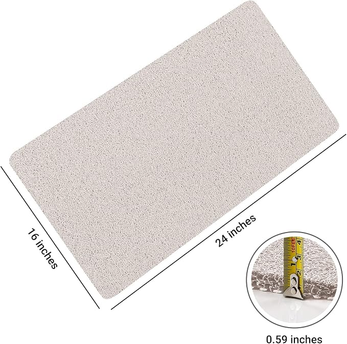 LuxStep Shower Mat Bathtub Mat Non-Slip Bath Mat with Drain, Quick Drying | 24x16 inch PVC Loofah Bathmat for Tub,Shower,Bathroom (Phthalate Free, White)