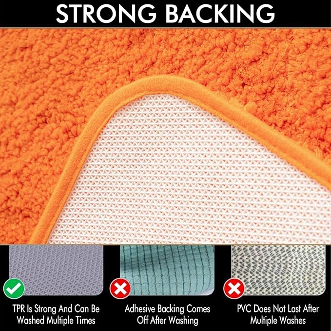 MIULEE Fall Orange Bathroom Runner Rugs Soft Microfiber Bath Mat 24x40 Inch | Absorbent, Non Slip, Quick Dry, Fluffy Bath Rugs for Bathroom Floor Tub Showers, Machine Washable