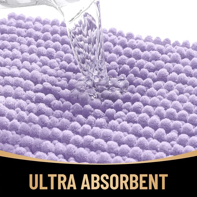 OLANLY Thick Chenille Bathroom Runner Rugs Mats 70x24, Lavender | Soft Absorbent Bath Rugs, Rubber Backing, Machine Wash Dry, Bath Mats for Bathroom, Tub and Shower, Home Decor Accessories