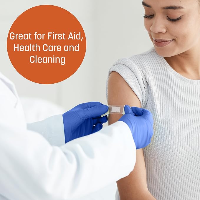 Nitrile Exam Gloves, Blue, Powder-Free, Disposable Gloves for Medical Care, First Aid, Cleaning, Food Prep