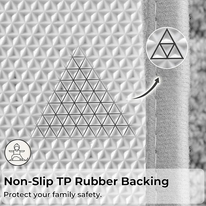 GRANNY SAYS Gray Bathroom Runner Rug 24" x 43", Soft Microfiber Bath Mat | Non-Slip long rug with TPR Backing, Absorbent, Machine Washable Extra Large Bath Rugs for Double Vanity, Shower, Tub