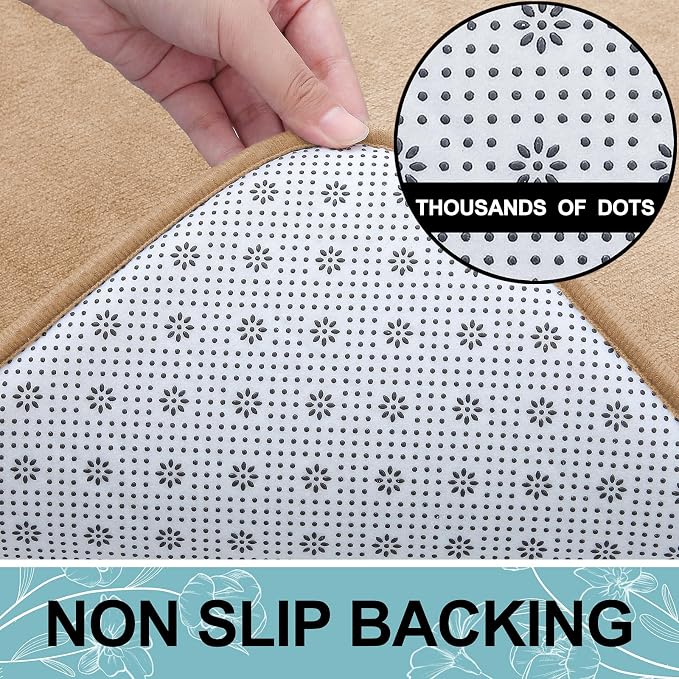 Smiry Memory Foam Bath Mat 47x20, Extra Soft and Absorbent Bathroom Rugs | Camel, Quick Dry Machine Washable Non-Slip Bath Mat for Bathroom Floor, Shower and Tub