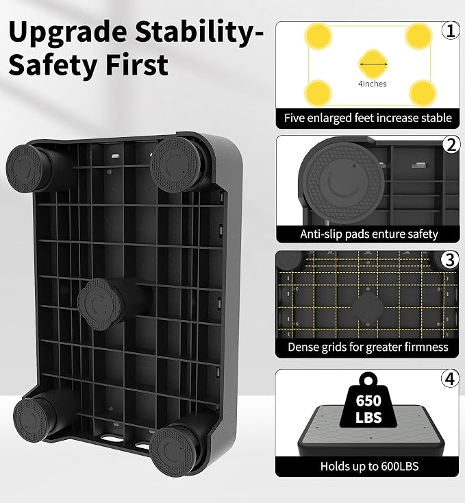5-Level Adjustable Step Stool, 700 LBS Capacity Safety Bed Step for Seniors, Exercise Setp Platform, Portable Stair Assist for Elderly, Wide Step up for Kitchen, Car, Bedside & Shower, Grey