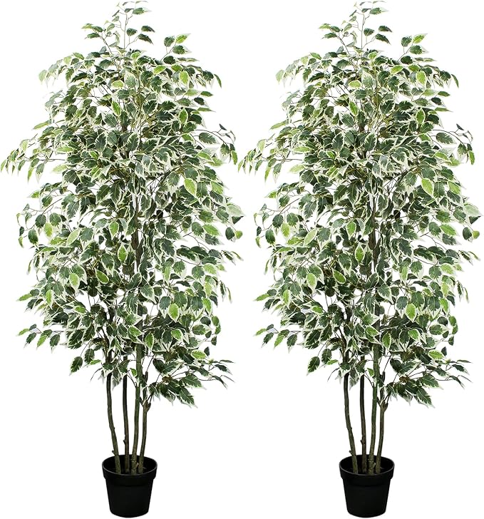 Yepdin Artificial Ficus Tree，6ft Tall Silk Ficus Tree for Home Decor Indoor & Outdoor Fake Plant Suitable for Living Room,R1802PCS