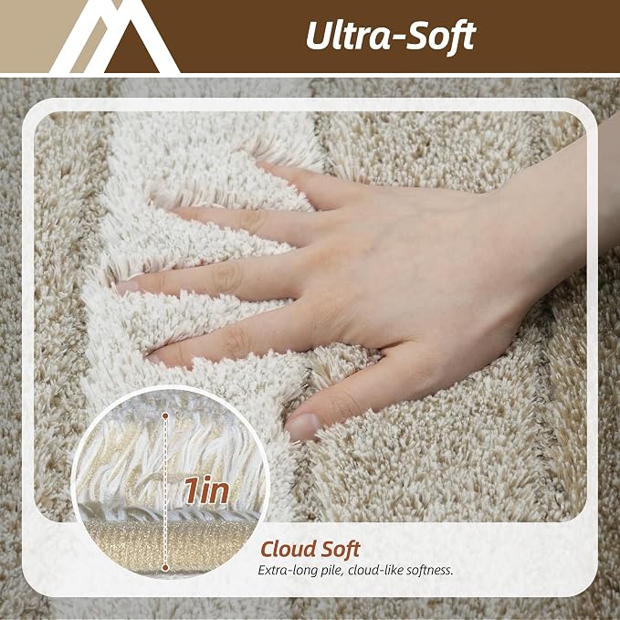 COSY HOMEER Bathroom Rugs 36x24,Ultra Soft Absorbent Bath Mat,Beige | Non-Slip TPR Backing Stays in Place, Machine Washable Bath Rugs Shaggy Rug for Bathroom Floor