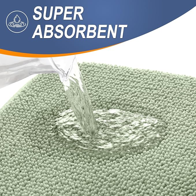 OLANLY Memory Foam Large Bathroom Rug 47x32, Absorbent Bath Mat, Sage Green | Soft Quick Dry Bath Rugs, Non-Slip Carpet, Machine Washable Mat for Bathroom Floor, Tub and Shower, Home Decor Accessories