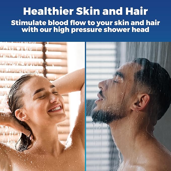Shower Head - High Pressure 2.5 GPM - Gold | Anti-clog silicone nozzles, removable restrictor, easy-clean fixed replacement