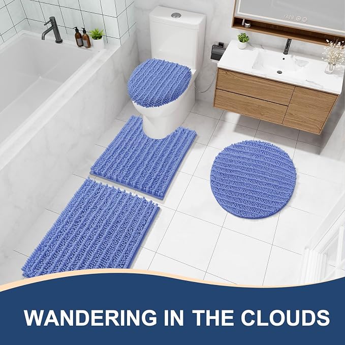 Arotive Bathroom Rugs Mat 36x24, Soft Absorbent Chenille Shaggy Bath Mat | Cornflower Blue, Machine Wash Dry, Bath Rugs for Bathroom Floor, Tub and Shower, Home Decor Accessories