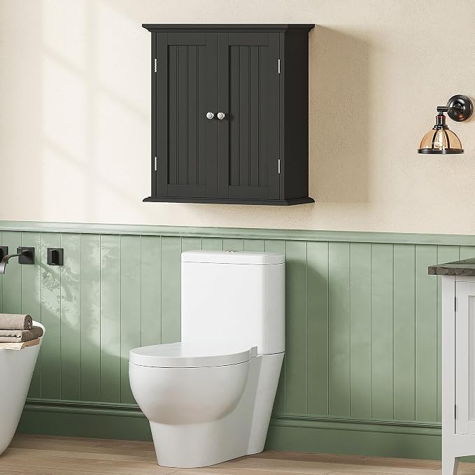 ChooChoo Bathroom Wall Cabinet Set of 2, Over The Toilet | 8.8"D x 21.1"W x 24"H, Medicine Cabinet, 2 Door and Adjustable Shelves, Cupboard, White