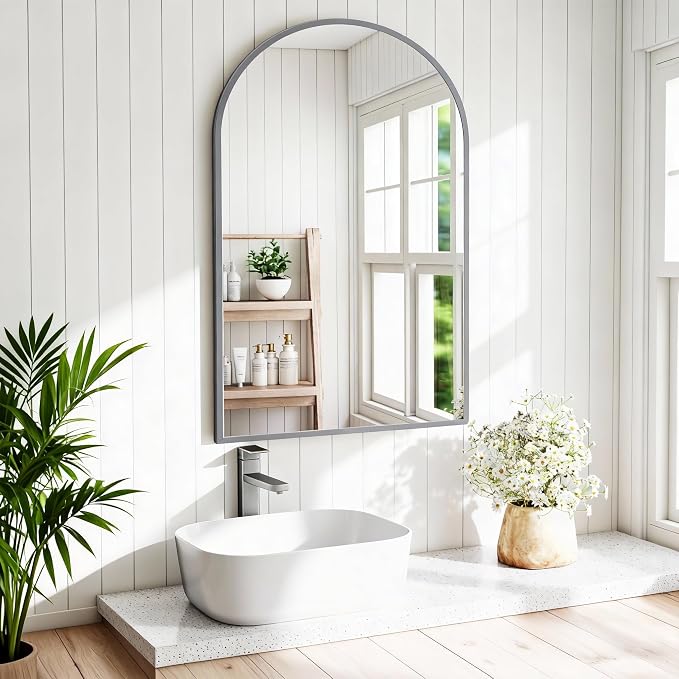 NEWBULIG Bathroom Mirror, Wall Mirror with Aluminum Alloy Thin Frame, Bathroom Mirrors for Over Sink, Bedroom, Living Room, Entryway