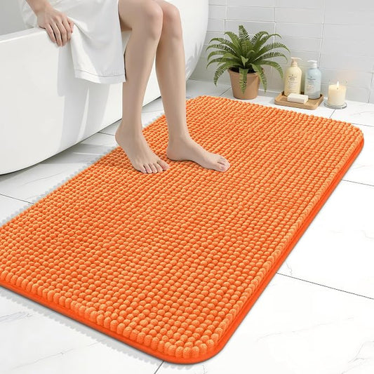 Arotive Chenille Bathroom Rugs 36x24, Soft Absorbent Bath Mat, Coral | Rubber Backing, Machine Washable Dry Bath Mats for Bathroom Floor, Tub and Shower, Home Decor Accessories