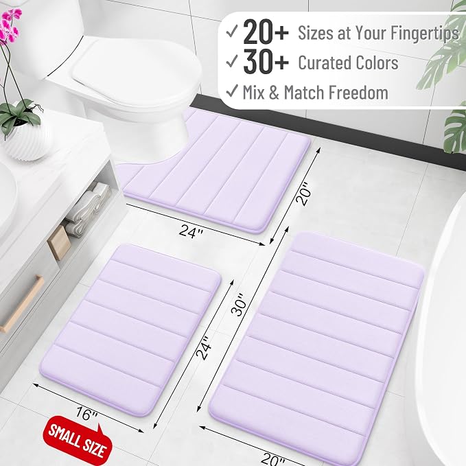 OLANLY Memory Foam Long Bathroom Rugs Runner 47x17, Super Soft Absorbent | Lavender, Quick Dry Bath Mat, Machine Washable Shower Floor Rugs, Bathmat Carpet for Bathroom Floor, Tub and Shower