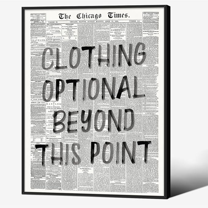 Funny Bathroom Newspaper Poster Funky Black and White Aesthetic Wall Art 12X16 inch Black Framed Clothing Optional Fun Quotes Canvas Prints for Toilet Lavatory Wall Decor