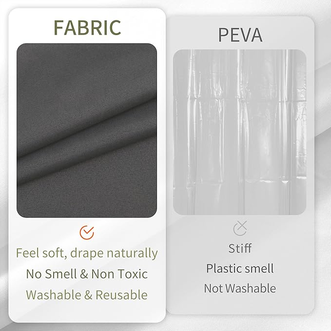 ALYVIA SPRING Extra Long Fabric Shower Curtain or Liner Dark Gray, 72x84 | 3 Magnets, Soft Cloth & Hotel Quality, Machine Washable, Light-Weight, Extra Long Size