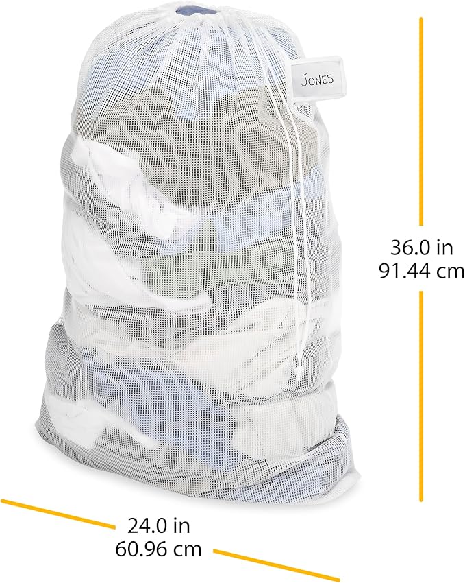 Whitmor Mesh Laundry Bag w/ID Tag White