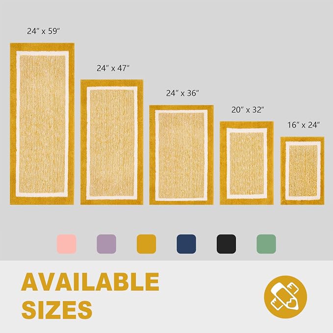 CozeCube Harvest Gold Bath Mat 36"x24" Non Slip Washable Rug | For Bathroom Non Slip, Fluffy Absorbent Microfiber Bath Mats Machine Wash, Stylish Large Aesthetic Bathroom Rugs
