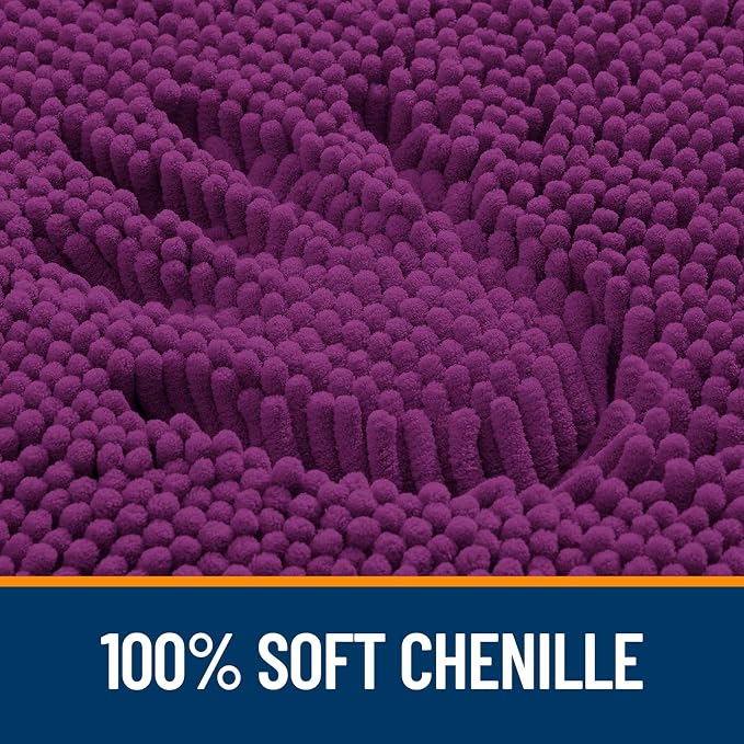 OLANLY Large Bathroom Rugs 50x30, Extra Soft Absorbent Chenille Bath Rugs | Purple, Quick-Drying Rubber Backing, Machine Washable Bath Mat for Bathroom Floor, Tub and Shower, Home Decor Accessories