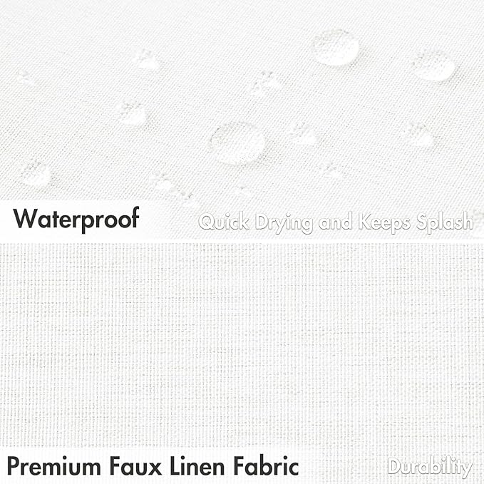MIULEE Linen Fabric Shower Curtain White W72*L72 12 Metal Hooks | Modern, Heavy Duty, Shower Curtain Set, Waterproof Thick Cloth Shower Curtains, Bathroom Bathtub, Washable
