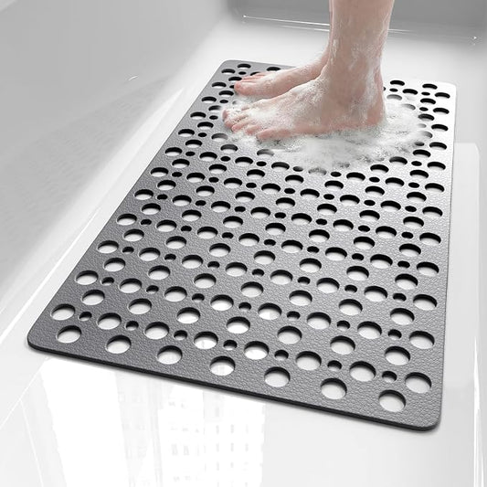 Bath Mat for Tub Non Slip Shower Mat -28" x 15" Soft TPE Bathtub Mat Non Slip Shower Mats for Inside Shower, Anti Slip Shower Floor Mat with Suction Cups, Quick-Drying Bath Tub Mat, Grey