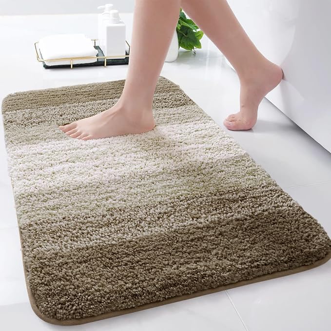 Arotive Microfiber Bathroom Rugs, Shaggy Soft Absorbent Bath Rug, 30x17 | Coffee, Rubber Backing Thick Plush Machine Washable Dry Bath Mats for Bathroom, Tub and Shower, Rectangular