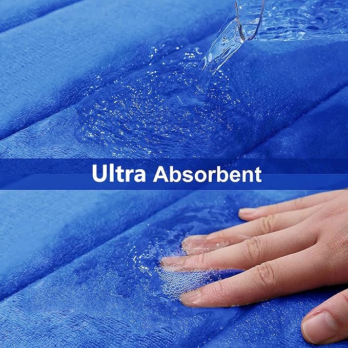 Buganda Memory Foam U-Shaped Toilet Rugs 20 x 20, Absorbent Bathroom mat | Royal Blue, Thick Soft Machine Washable toilet mat for bathroom, Contour Bath Rugs Mat for Toilet Base