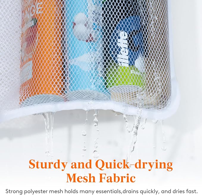 Lifewit Mesh Shower Caddy, 5 Pockets Hanging Bathroom Organizer, 2 Pack | 12" x 20", Attached 6 Hooks, Quick-Dry, Portable, Cruise Essentials, Idea for Toiletry, RVing, Travel, Camping,