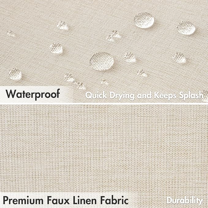 MIULEE 72 x 84 Extra Long Linen Shower Curtain Cream Beige 12 Metal Hooks | Washable, Fabric Shower Curtain, Waterproof Neutral Thick Cloth Shower Curtain, Bathroom Hotel Bathtub