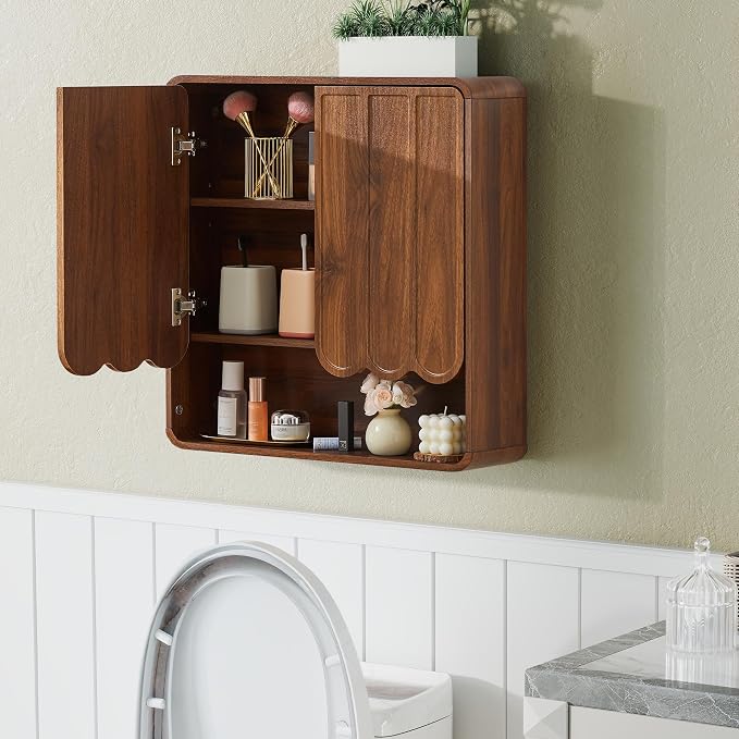 Bathroom Wall Mounted Storage Cabinet, Medicine Cabinet with Adjustable Shelf, Over The Toilet Storage Cabinet for Bathroom, Laundry Room, Kitchen, Living Room (Walnut)