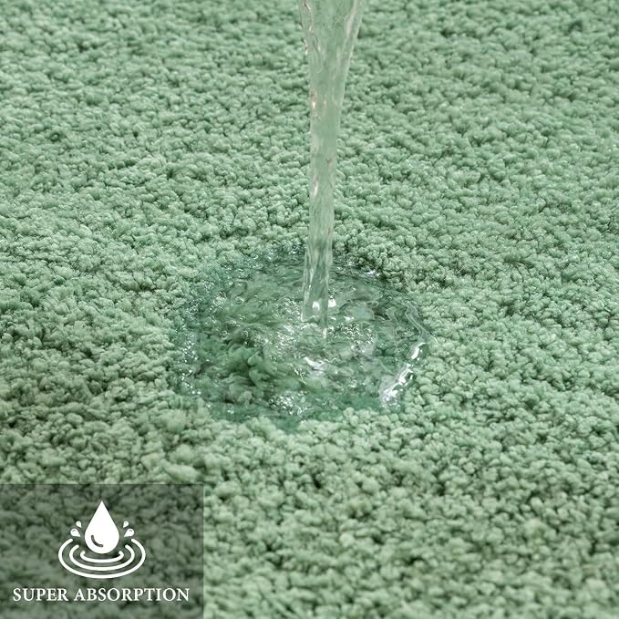 MIULEE Sage Green Bathroom Runner Rugs Soft Microfiber Bath Mat 16x48 Inch | Absorbent, Non Slip, Quick Dry, Fluffy Bath Rugs for Bathroom Floor Tub Showers, Machine Washable