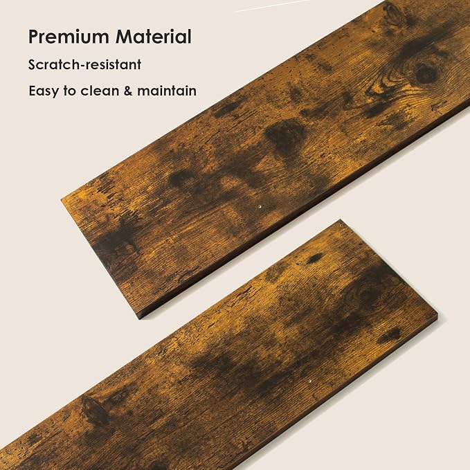 Wall Shelves, 23.6" Long Floating Shelves with Metal Brackets | Wall Mount Book Shelf, Set of 2, Easy Assembly, Max Load 22lbs, Wooden Storage Ledges, Bedroom/Bathroom/Kitchen, Rustic Brown