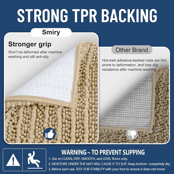 Smiry Bathroom Rugs Round 30X30, Extra Soft Rubber Backing Bath Mats | Beige Machine Washable Non Slip Quick Dry Bath Mats for Bathroom Floor, Tub, Shower, Home Decor Accessories