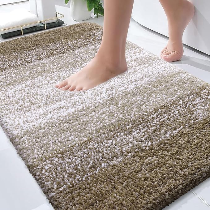OLANLY Bathroom Rugs Mat 30x20, Extra Soft Absorbent Microfiber Bath Rugs | Coffee, Non-Slip Quick-Drying Rubber Backing, Washable Plush Bath Mat for Floor, Tub and Shower, Home Decor Accessories