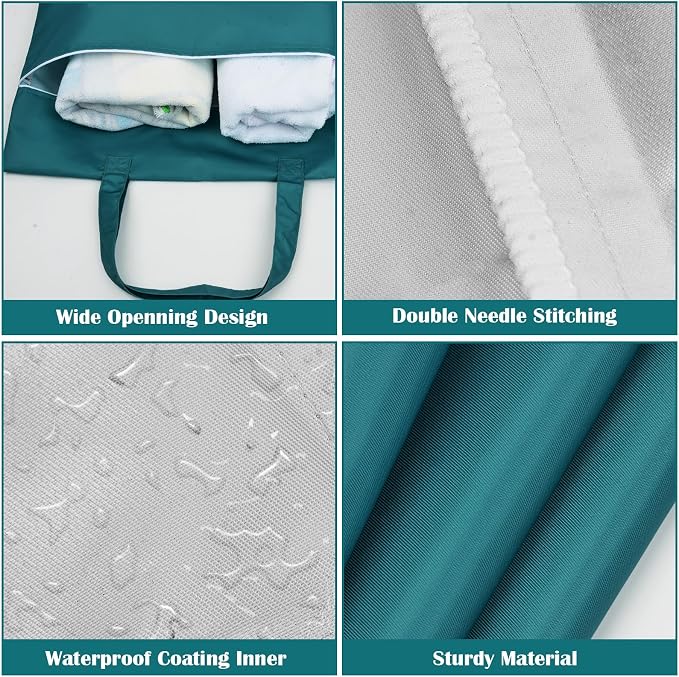 2 Pcs Large Travel Laundry Bag Washable Waterproof Wet Bag Dirty Clothes Bag Swimsuit Workout Bag for Gym Clothes Laundry Wet Clothes Swimming Pool Yoga College Dorm (Blue+Grey)